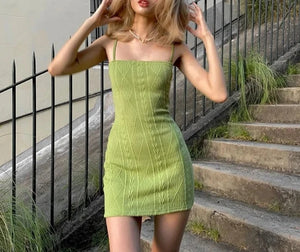 Women Casual Spaghetti Strap Bodycon Mini Dress