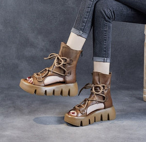 Women Handmade Retro Wedges Heel Sandals