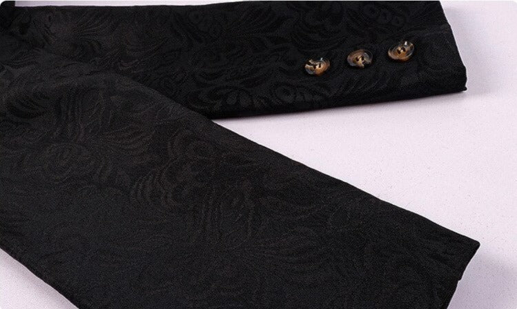Men Gothic Medieval Jacquard Victorian Vest Coat Set