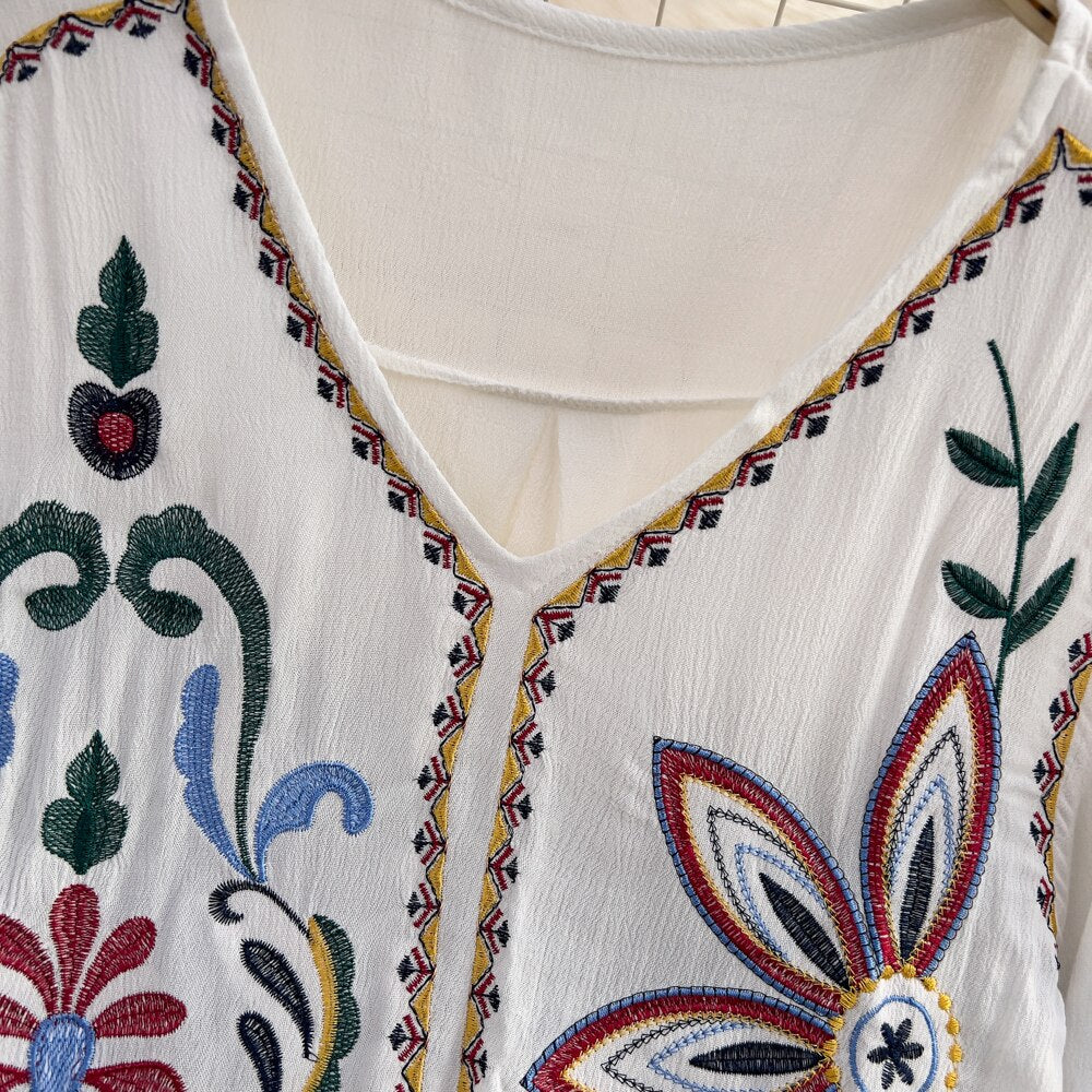 Women Embroidery Vintage Blouse