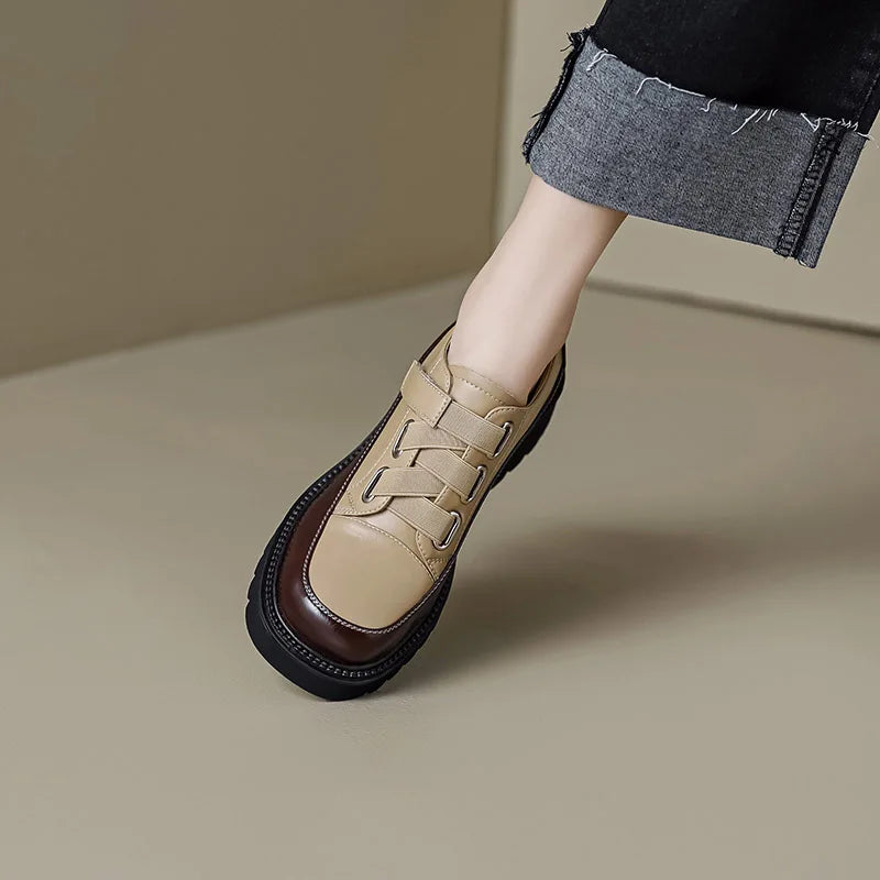 Women Retro Genuine Leather Casual Platform Shoes