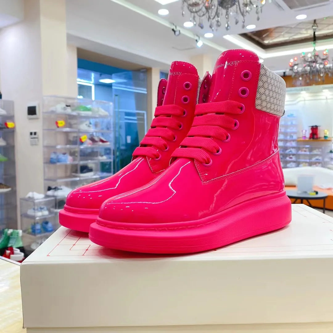 Unisex Candy Colours Boots Genuine Leather Shoes