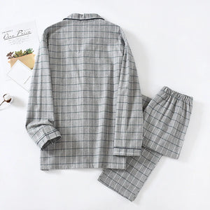 Men Retro Cotton Flannel Pyjamas Set