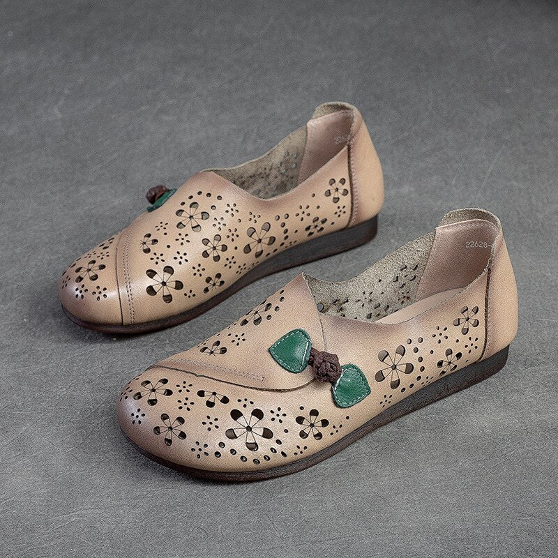 Women Handmade Leather Retro Flats Shoes