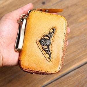 Unisex Handmade Vintage Leather Key Coin Purse