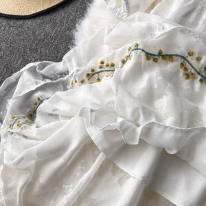 Women Chic Embroidered Vintage Dress