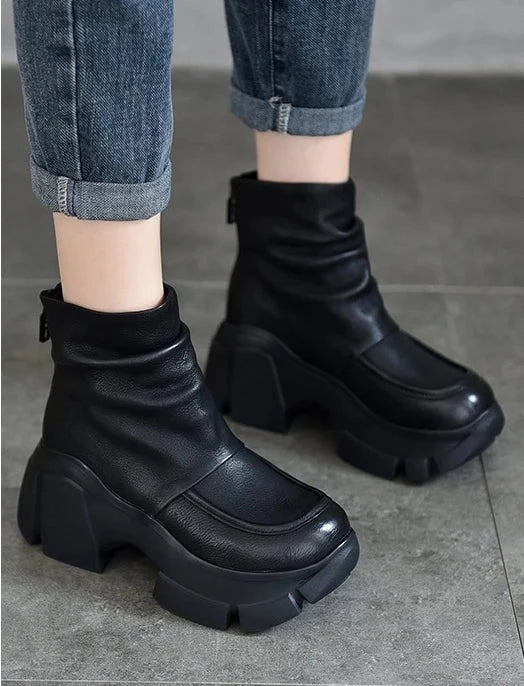 Women Handmade Genuine Leather Motorcycle Boots