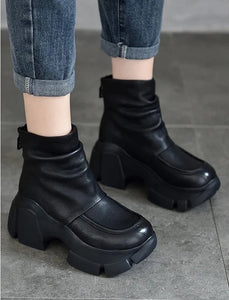 Women Handmade Genuine Leather Motorcycle Boots