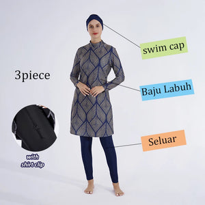 Women Hijab Modest Burkini 3 Pcs Swimsuit
