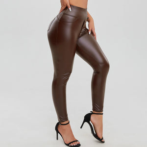 Women Stretch Slim Sport Leather Legging