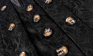 Men Gothic Medieval Jacquard Victorian Vest Coat Set