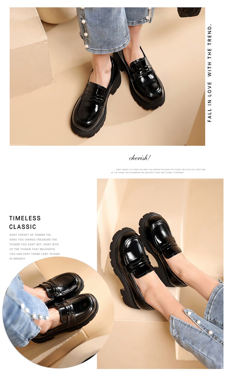 Women Genuine Leather Platform British Style Shoes