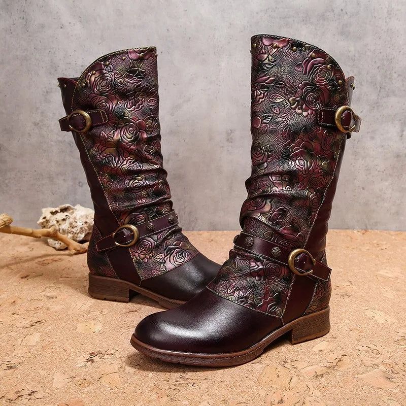 Women Retro Handmade Genuine Leather Boots