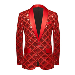 Men Square Sequin Glitter Shiny Blazer