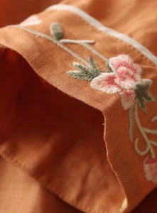 Women Embroidered Retro Casual Maxi Dress