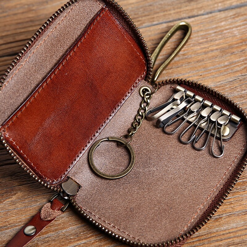 Unisex Handmade Vintage Leather Key Coin Purse