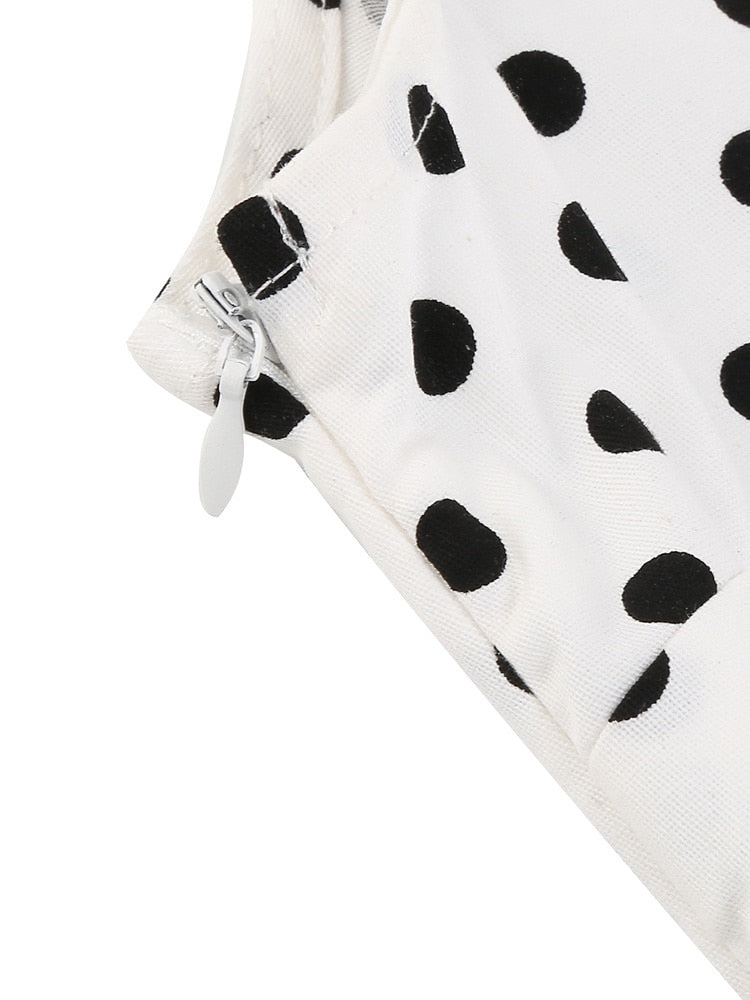 Women Polka Dot Vintage Rockabilly Midi Dress