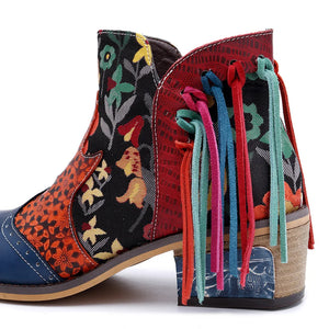 Women Bohemian Ankle Genuine Leather Retro Boots