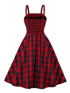 Women Vintage Rockabilly Spaghetti Cotton Dress