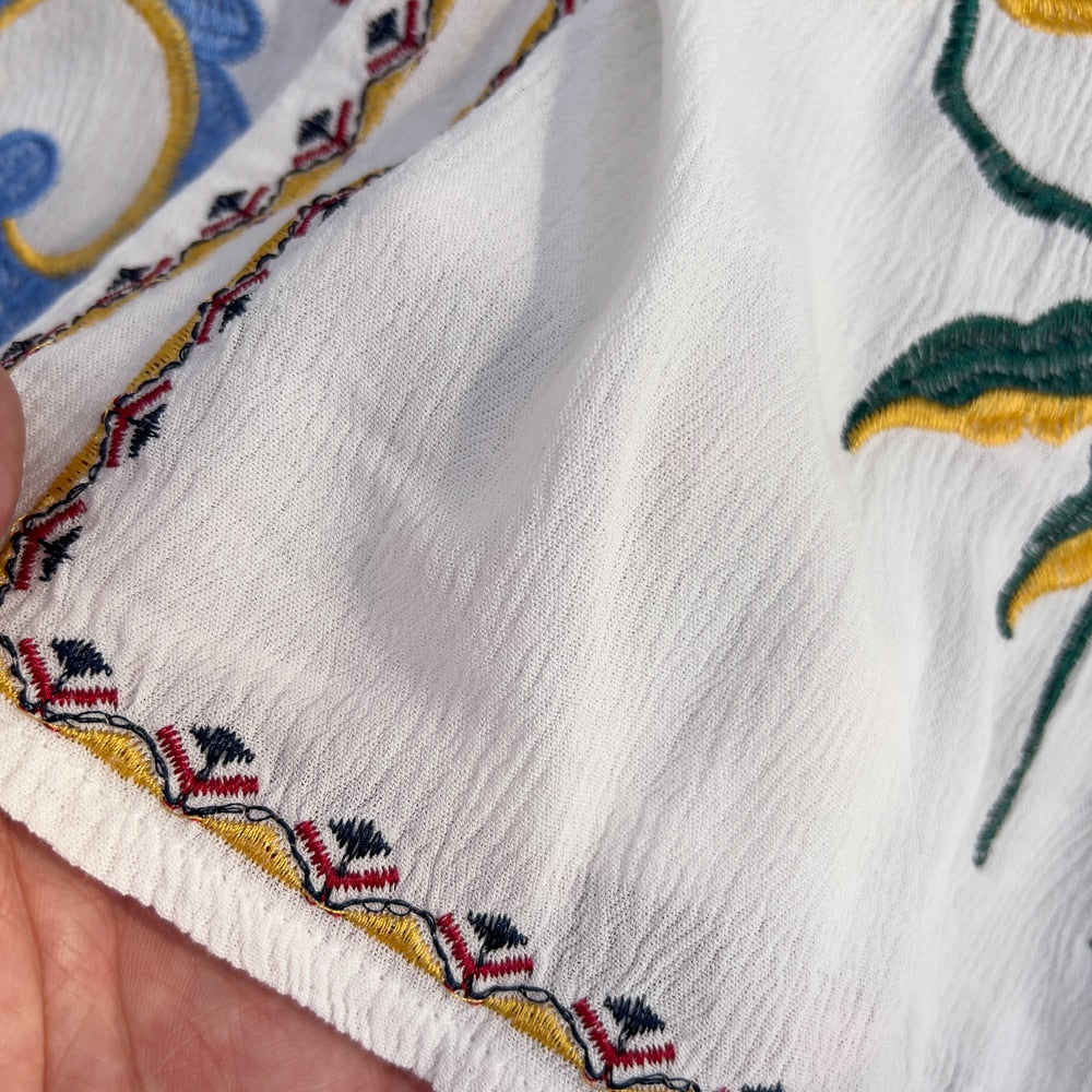 Women Embroidery Vintage Blouse