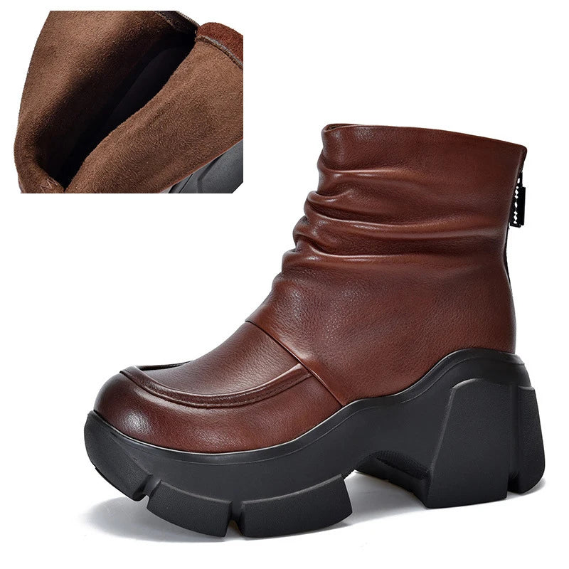 Women Handmade Genuine Leather Motorcycle Boots