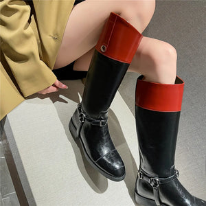 Women Genuine Leather Handmade Knee High Boots