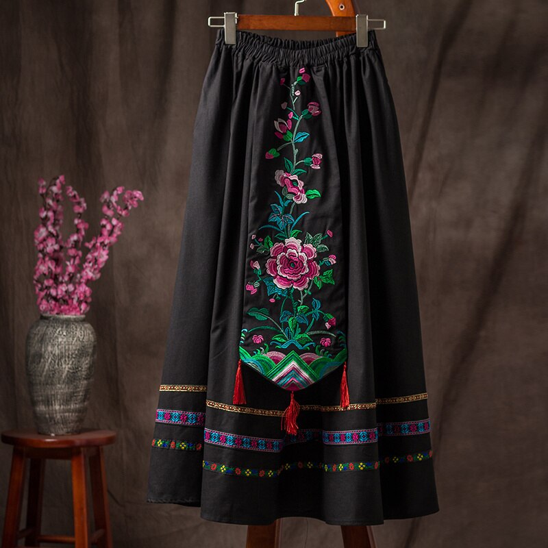 Women Embroidery Vintage Harajuku Loose Skirts