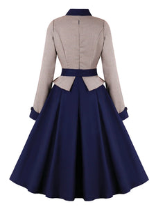 Women Vintage Hollow Out Buttons Midi Dress