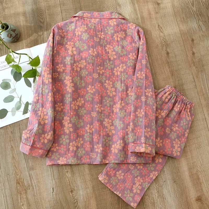 Women Floral Vintage Fragmented Pyjama Set