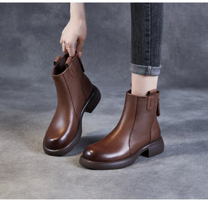 Women Handmade Genuine Leather Casual Ankle Boots