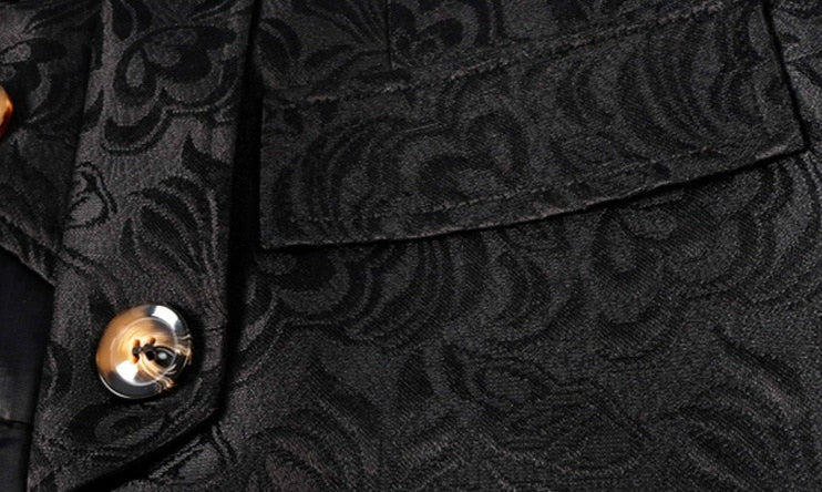 Men Gothic Medieval Jacquard Victorian Vest Coat Set