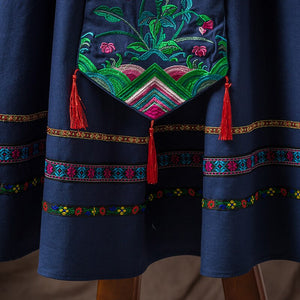 Women Embroidery Vintage Harajuku Loose Skirts