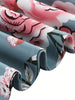 Women Halter Neck Vintage Floral Belted Dresses