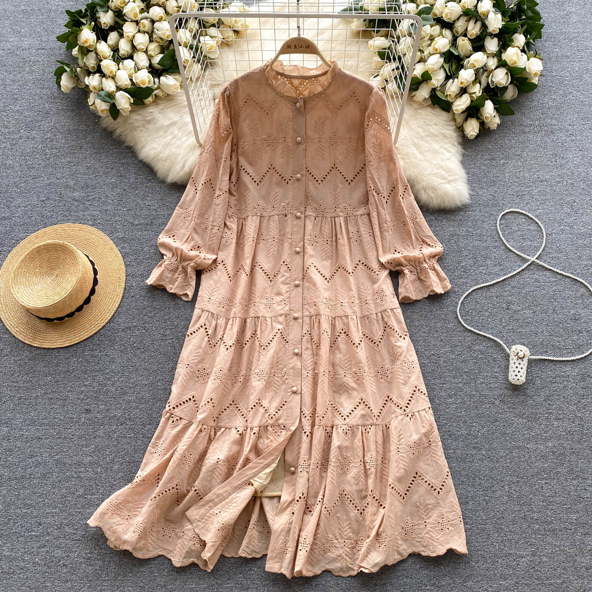 Women Embroidery Vintage Maxi Long Dress