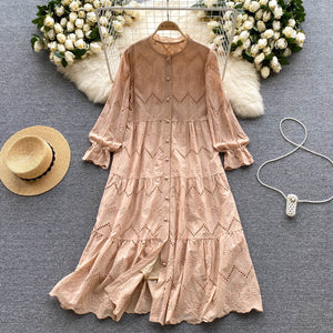 Women Embroidery Vintage Maxi Long Dress