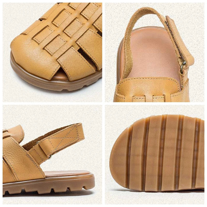 Women Genuine Leather Hollow Comfy Sandals