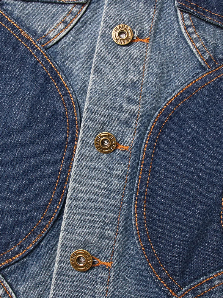Women Floral Vintage Hollow Out Denim Jackets
