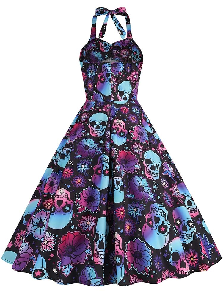 Women Halloween Costumes Vintage Midi Dress