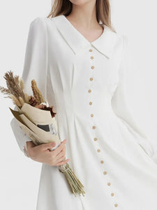 Women Vintage Lapel Single Breasted Dress