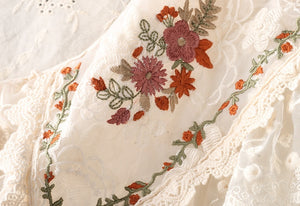 Women Embroidered Mori Style Single Breasted Shirt