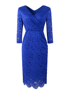 Women Floral Vintage Lace Pencil Bodycon Dress