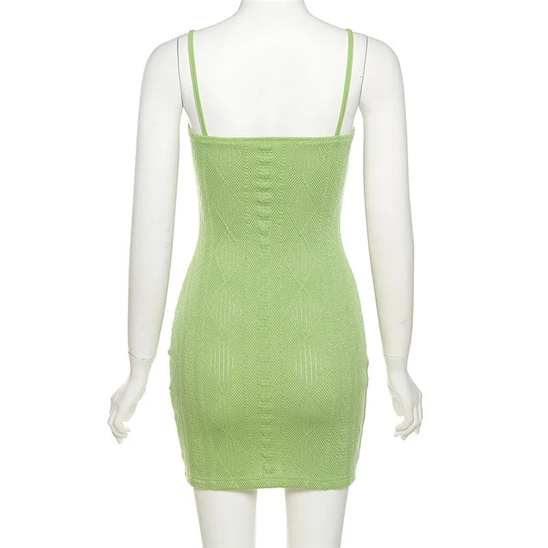 Women Casual Spaghetti Strap Bodycon Mini Dress