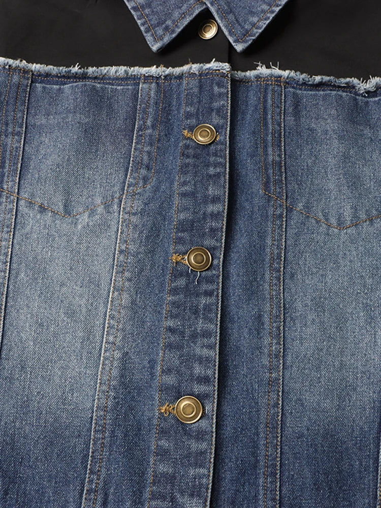Women Vintage Casual Patchwork Denim Jackets