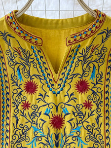Women Retro Boho Embroidered V-neck Dress