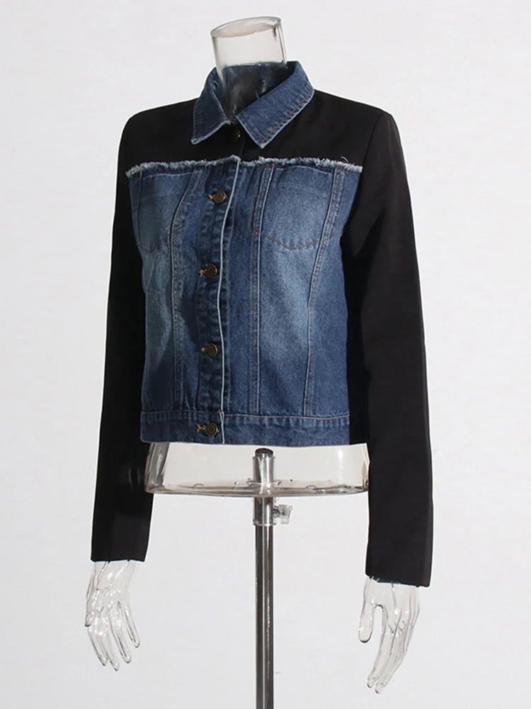 Women Vintage Casual Patchwork Denim Jackets