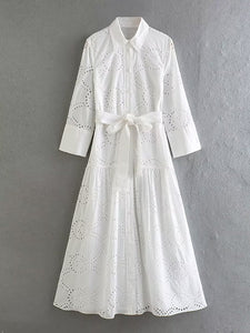 Woman Cotton Casual White Dress