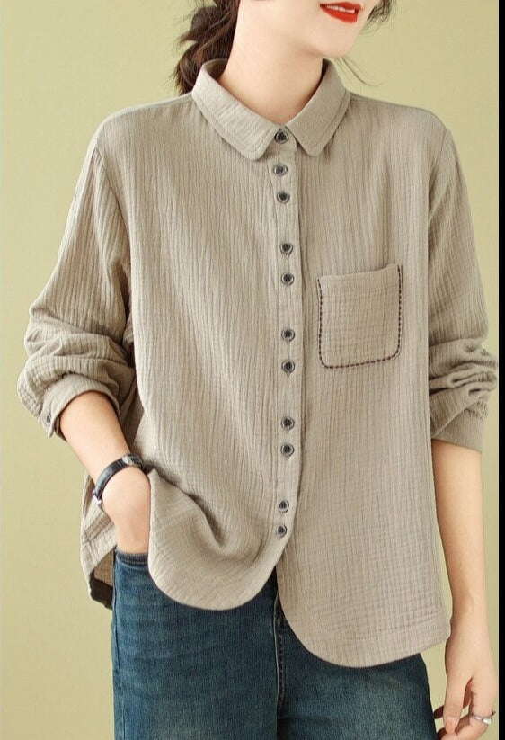 Women Korean Vintage Casual Shirt