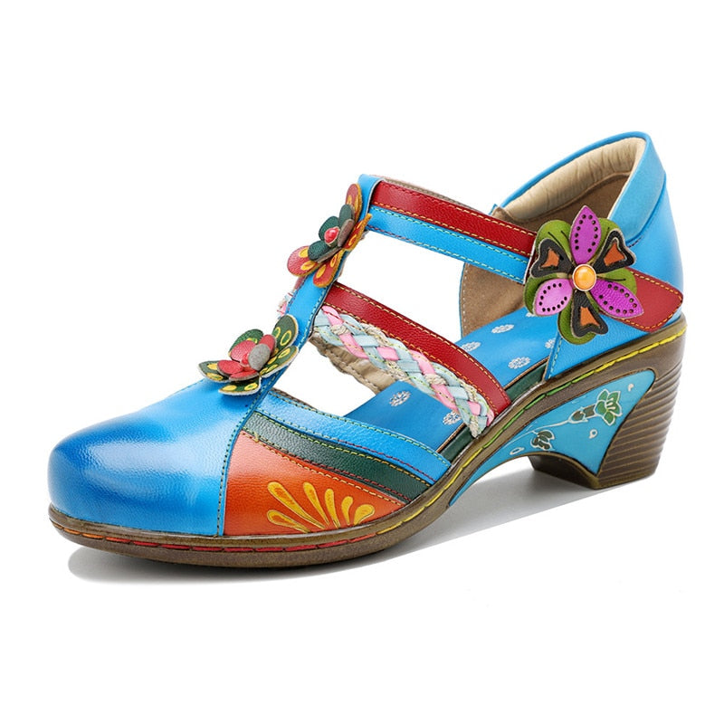 Women Retro Genuine Leather Vintage Casual Sandals