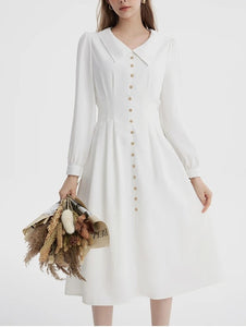 Women Vintage Lapel Single Breasted Dress