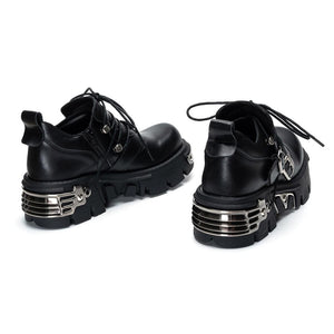 Women Vintage Leather Gothic Flame Carved Rock Shoes